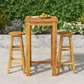 Anself 3 Piece Outdoor Dining Set Acacia Wood Bar Table and 2 Stool Chairs Wooden Patio Bistro Set for Garden Terrace Yard Balcony Poolside Furniture