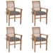 Anself 4 Piece Patio Chairs with Seat Cushion Teak Wood Outdoor Dining Chair Set Wooden Armchairs for Garden Balcony Backyard Furniture 24.4 x 22.2 x 37 Inches (W x D x H)