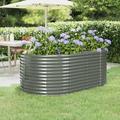 Anself Garden Raised Bed Powder-Coated Steel Patio Planter Box Metal Patio Plant Pot Gray for Outdoor Gardening Vegetable Flower Herbs Balcony Decor 68.9 x 39.4 x 26.8 Inches