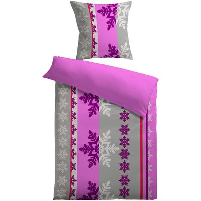 Wendebettwäsche KINZLER "Mikrofaser Wende-Bettwäsche "St. Moritz", lila, B/L: 135cm x 200cm, , Polyester, B/L: 80cm x 80cm, Polyester, Obermaterial: 100% Polyester, Bettwäsche, kuschlig weich Image