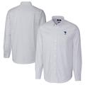 Men's Cutter & Buck Light Blue West Virginia Mountaineers Alumni Logo Stretch Oxford Stripe Long Sleeve Button-Down Shirt