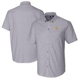 Men's Cutter & Buck Charcoal West Virginia Mountaineers Alumni Logo Stretch Oxford Short Sleeve Button-Down Shirt