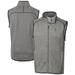 Men's Cutter & Buck Heather Gray Kansas Jayhawks Alumni Logo Mainsail Sweater Knit Fleece Full-Zip Vest