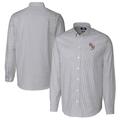 Men's Cutter & Buck Charcoal Florida State Seminoles Alumni Logo Stretch Oxford Stripe Long Sleeve Button-Down Shirt