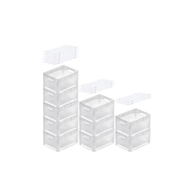 PROREGAL MegaDeal 10x Transparenter Eurobehälter LightLine mit offenem Griff und Auflagedeckel | HxBxT 22x30x40cm | 24 Liter | Eurobox Image
