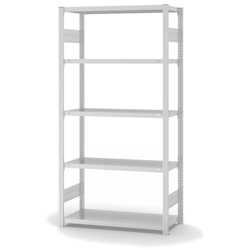 PROREGAL Fachbodenregal Stecksystem | Grundregal | HxBxT 200x100x40cm | 5 Ebenen | Fachlast 145 kg | Beidseitig nutzbar | Lichtgrau Image