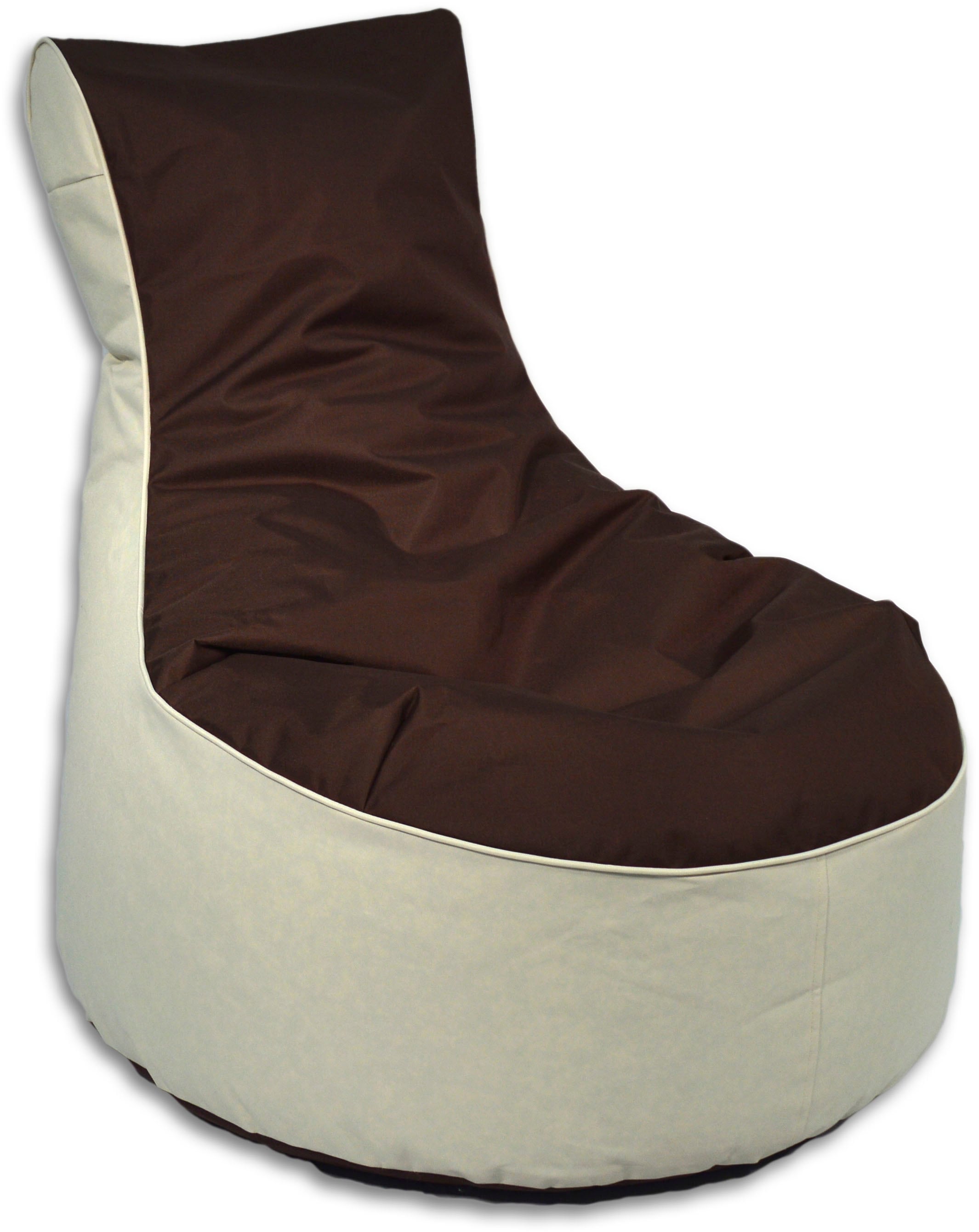 Sitzsack KINZLER "BICO", braun (dunkelbraun,natur), B:80cm H:90cm, Polyester, Sitzsäcke, zweifarbig, mit Rückenlehne, Outdoor geeignet, Kinderzimmer