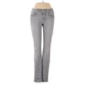 7 For All Mankind Jeans - Mid/Reg Rise Skinny Leg Denim: Gray Bottoms - Women's Size 25 - Medium Wash