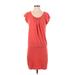 Soft Joie Casual Dress - DropWaist Scoop Neck Short sleeves: Orange Print Dresses - Women's Size X-Small