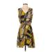 Kenneth Cole New York Casual Dress - A-Line V Neck Sleeveless: Yellow Dresses - Women's Size Small