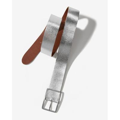 Boston Proper - Silver Metallic - Modern Classic Leather Belt - XL