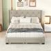 Queen Size Linen Upholstered Storage Bed with Two Drawers
