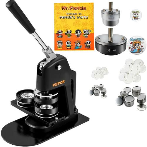 Buttonmaschine Knopfmachermaschine 200 Stk. 58 mm & 300 Stk. 32 mm, Badge Punch Press inkl. Mr.