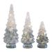 The Holiday Aisle® LED Frosted Glass Tree Decor Set of 3 Glass/Mercury Glass in Blue/White | 15.75 H x 6 W x 6 D in | Wayfair