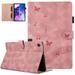ELEHOLD Leather Case for Lenovo Tab P11 Pro 11.5 (2020) Embossed Butterfly Pattern PU Leather Card Holders Kickstand Function Flip Folio Protective Cover pink