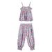 ZHAGHMIN Toddler Baby Girls Tank Tops + Pants Outfits Set Ruffle Floral Print Spaghetti Strap T-Shirts Top Elastic Loose Wide Leg Harem Pants Pink Size13