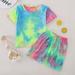 Simplmasygenix Baby Sets Clearance Summer Dress Toddler Kids Baby Girls Summer Tie-dye Short-sleeved Shorts Clothes Set