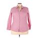 Old Navy Long Sleeve Button Down Shirt: Pink Stripes Tops - Women's Size 2X-Large