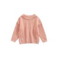 Toddler Baby Boys Girls Round Neck Sweaters Long Sleeve Solid Color Rib Knitwear Pullover Jumper Tops