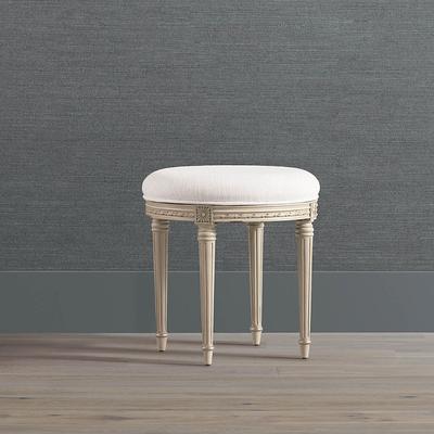 Etienne Swivel Stool - French Linen with Ivory Linen - Frontgate