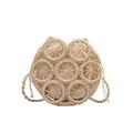 VIROYA straw bag Summer Rattan Hollow Round Straw Bags Travel Beach Women's Handbags And Purses Wicker Woven Casual Shoulder Crossbody Bag (Color : Beige 1)