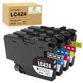 JoyPrinting LC-424 Ink Cartridges for Brother LC424 LC 424 LC-424 Inkjet Cartridges Compatible with Brother DCP-J1200W DCP-J1200WE Printers (1 Black, 1 Cyan, 1 Magenta, 1 Yellow, 4-Pack)