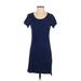 ALTERNATIVE Casual Dress - Shift Scoop Neck Short sleeves: Blue Print Dresses - Women's Size Small