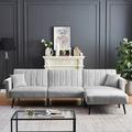 ROOM FULL 110.2" Velvet Round Arm Sofa Bed Velvet in Gray | 32.3 H x 110.2 W x 32.3 D in | Wayfair TTT-W588S00063