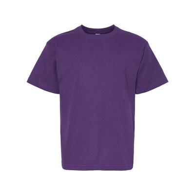 M&O MO4850 Youth Gold Soft Touch T-Shirt in Purple size Small | Cotton 4850