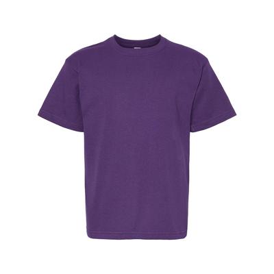 M&O MO4850 Youth Gold Soft Touch T-Shirt in Purple size Small | Cotton 4850