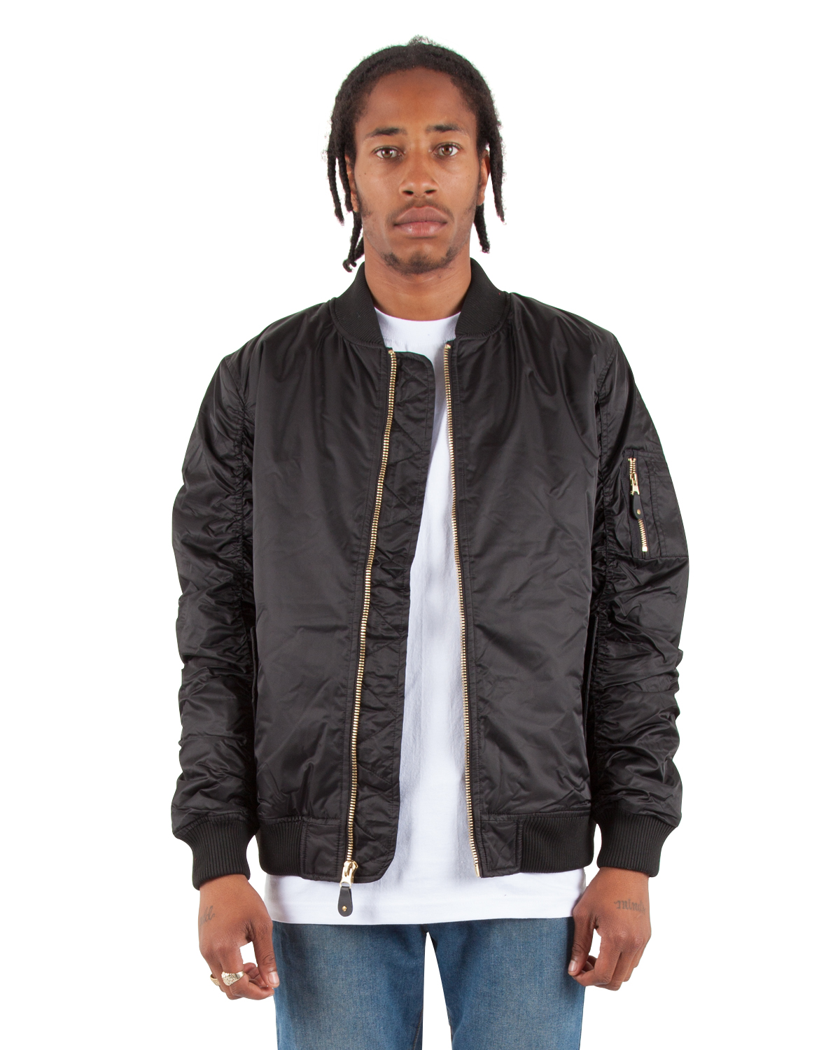 Shaka Wear SHBJ Adult Bomber Jacket in Black size Small