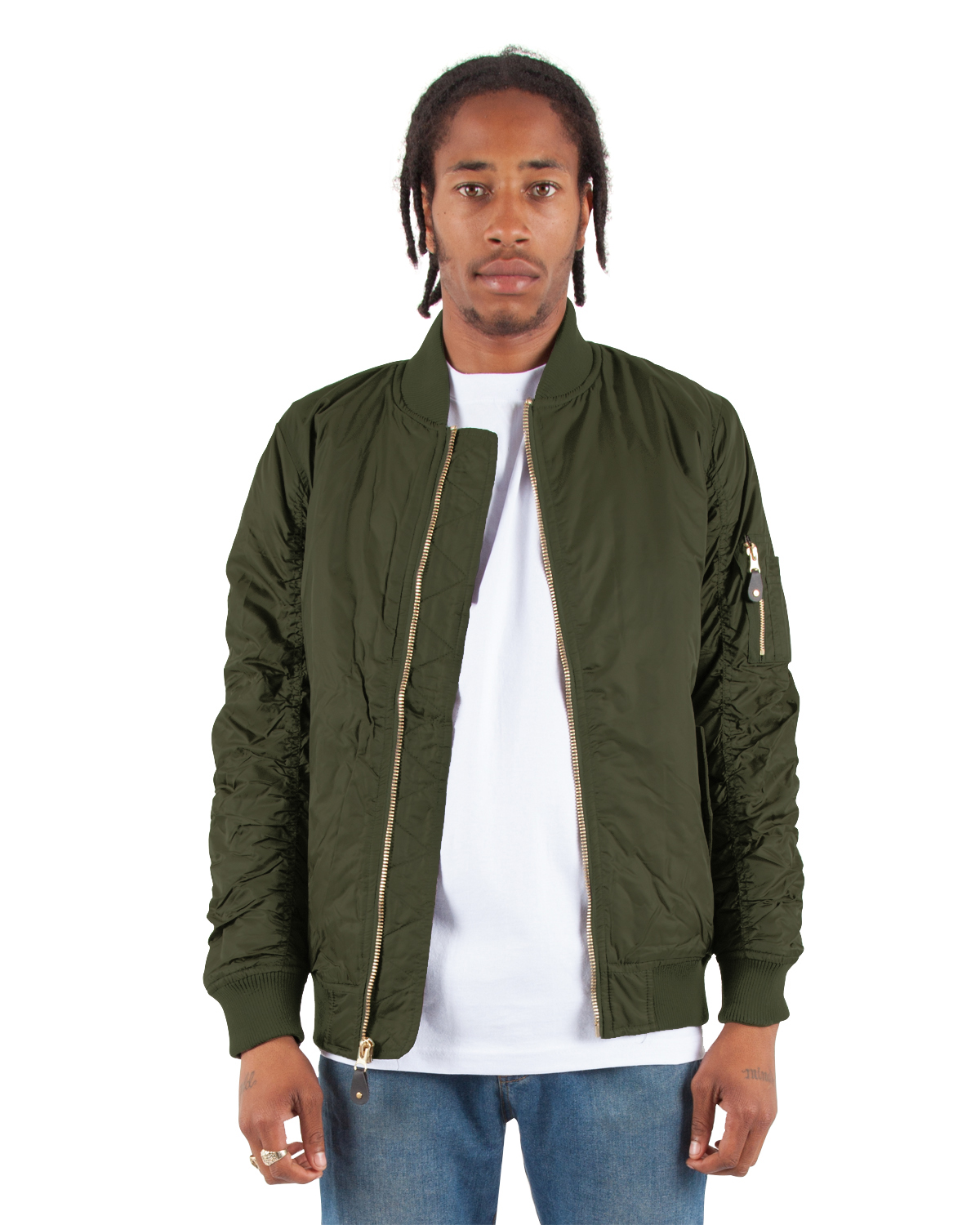 Shaka Wear SHBJ Adult Bomber Jacket in Olive size Medium