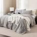 Wildon Home® Roxton Box Stitch Linen Blend Quilt & Matching Pillow Shams Polyester/Polyfill/Linen in Gray | King Quilt + 2 Shams | Wayfair