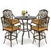 World Menagerie Wauconda Metal Bar Set w/ Stools Metal in Brown | 35.5 W x 35.5 D in | Outdoor Furniture | Wayfair CF1163600704401486E33926C8004F8C