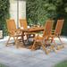 Dcenta 5 Piece Patio Dining Set Acacia Wood Rectangle Extendable Table with Backrest Adjustable 4 Garden Chairs Wooden Dining Set for Balcony Yard Deck Lawn Outdoor Furniture