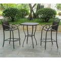 International Caravan Valencia Resin Wicker & Steel Bar Height Bistro Group - Black - Set of 3