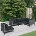 Dcenta 5 Piece Patio Lounge Set with Cushions Poly Rattan Dark Gray Outdoor Conversation Set Steel Frame for Garden Lawn Courtyard Balcony