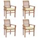 Dcenta 4 Piece Patio Chairs with Seat Cushion Teak Wood Outdoor Dining Chair Set Wooden Armchairs for Garden Balcony Backyard Furniture 24.4 x 22.2 x 37 Inches (W x D x H)