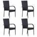 Walmeck Stackable Patio Chairs 4 pcs Poly Rattan Black