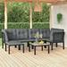 Dcenta 7 Piece Outdoor Patio Furniture Set Sectional Sofa Set with Dark Gray Seat and Back Cushions Black Poly Rattan Conversation Set for Garden Deck Poolside Backyard