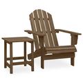 Dcenta Patio Adirondack Chair with Table Solid Fir Wood Brown