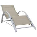 Dcenta Outdoor Sun Lounger Textilene Chaise Lounge Chair Aluminum Frame Sunlounger Cream for Poolside Patio Balcony Garden 65.7 x 23.6 x 26 Inches (L x W x H)