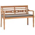 Dcenta Garden Bench with Dark Gray Cushion Teak Wood Patio Porch Chair Wooden Outdoor Bench Steel Frame for Backyard Balcony Park Lawn 47.2 x 20.3 x 33.1 Inches (W x D x H)