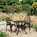 Walmeck 3 Piece Bistro Set Cast Aluminum Bronze