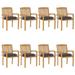 ametoys Stacking Patio Chairs with Cushions 8 pcs Solid Teak Wood