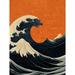 Minimalist Orange Sunset Sky Modern Style Of Great Wave Off Kanagawa Unframed Wall Art Print Poster Home Decor