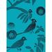 Linocut Vintage Blue Birds Jungle Pattern Illustration Teal Unframed Wall Art Print Poster Home Decor