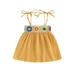 Tregren Toddler Baby Girl Summer Linen Dress Boho Spaghetti Strap Embroidery Floral Dresses Cotton Casual Beach Sundress