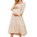 Light Maternity Dress for Women Spring Pregnant Chiffon Dress Small Floral Dress Long Sleeved Dress Pregnants Photography Props Off Shoulders Maternity Dress Hood Coat