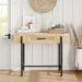 Ail Rattan Console Table Sofa Tables with Drawer and Storage Boho Desk Home Furniture - 11.7"W x 39.3"L x 31"H